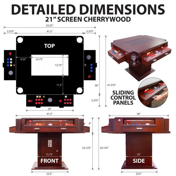 2 PLAYER 1162 GAMES 3-SIDED ELEGANT SERIES COCKTAIL ARCADE 26" LCD MONITOR WITH TRACKBALLS AND STOOLS INCLUDED - Image 7