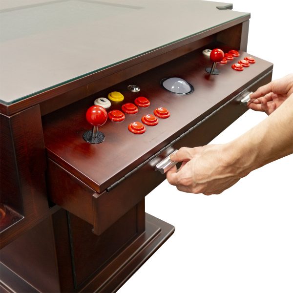 2 PLAYER 1162 GAMES 3-SIDED ELEGANT SERIES COCKTAIL ARCADE 26" LCD MONITOR WITH TRACKBALLS AND STOOLS INCLUDED - Image 4