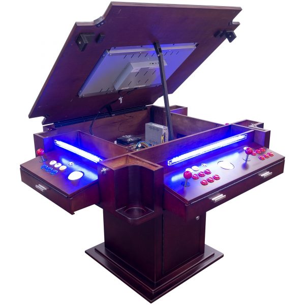 2 PLAYER 1162 GAMES 3-SIDED ELEGANT SERIES COCKTAIL ARCADE 26" LCD MONITOR WITH TRACKBALLS AND STOOLS INCLUDED - Image 5