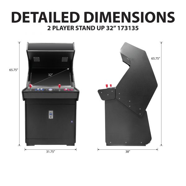 2 PLAYER STAND UP FULL SIZE ARCADE WITH TRACKBALL | 3500-4500 CLASSIC GAMES | 32" LCD HD MONITOR | STOOLS INCLUDED - Image 4