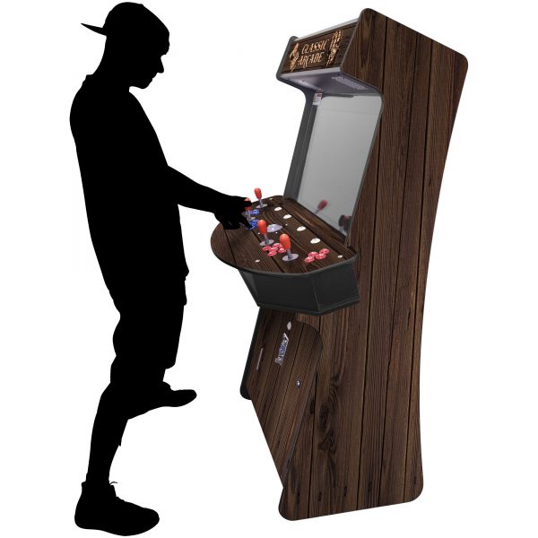 4 PLAYER SLIM STAND UP ARCADE WITH TRACKBALL | WOODGRAIN EDITION | 3500-4500 CLASSIC GAMES | 32" LCD MONITOR | INCLUDES 2 TALL STOOLS - Image 5