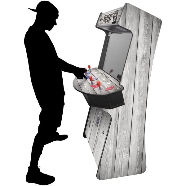 4 PLAYER SLIM STAND UP ARCADE WITH TRACKBALL | WOODGRAIN EDITION | 3500-4500 CLASSIC GAMES | 32" LCD MONITOR | INCLUDES 2 TALL STOOLS - Image 6