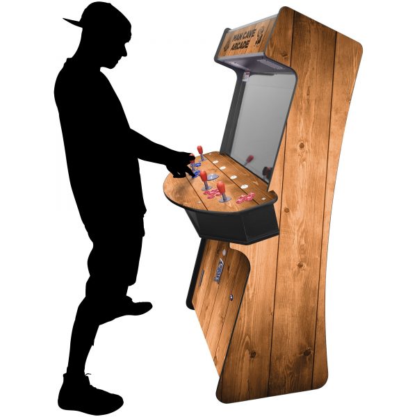 4 PLAYER SLIM STAND UP ARCADE WITH TRACKBALL | WOODGRAIN EDITION | 3500-4500 CLASSIC GAMES | 32" LCD MONITOR | INCLUDES 2 TALL STOOLS - Image 2