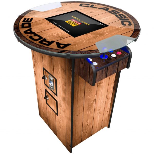 2 PLAYER WOODGRAIN TALL PUB ARCADE | STOOLS INCLUDED