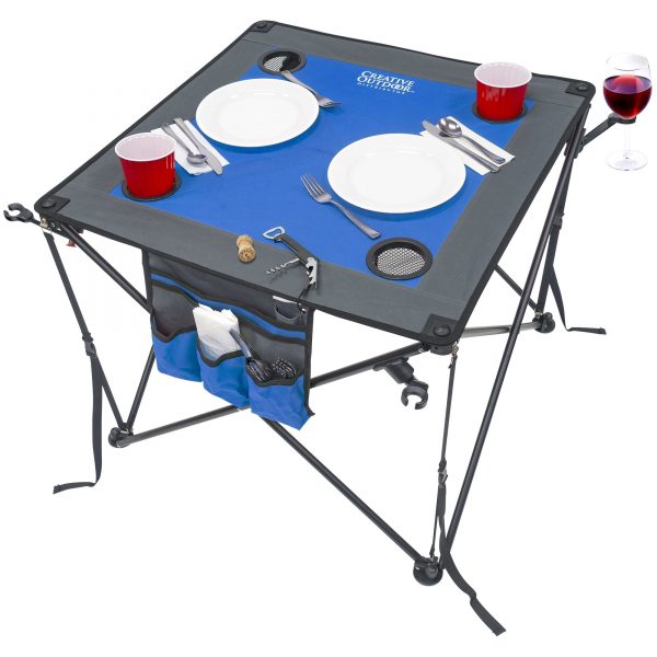 FOLDING WINE TABLE - BLUE/GRAY
