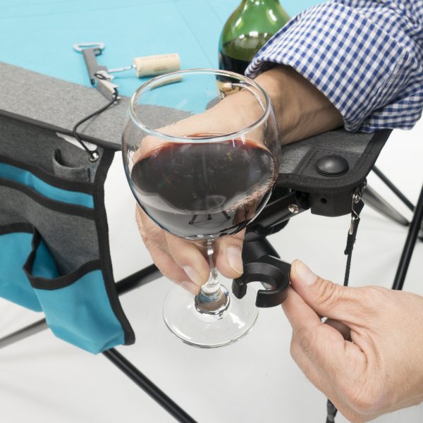 FOLDING WINE TABLE - TEAL/GRAY - Image 2
