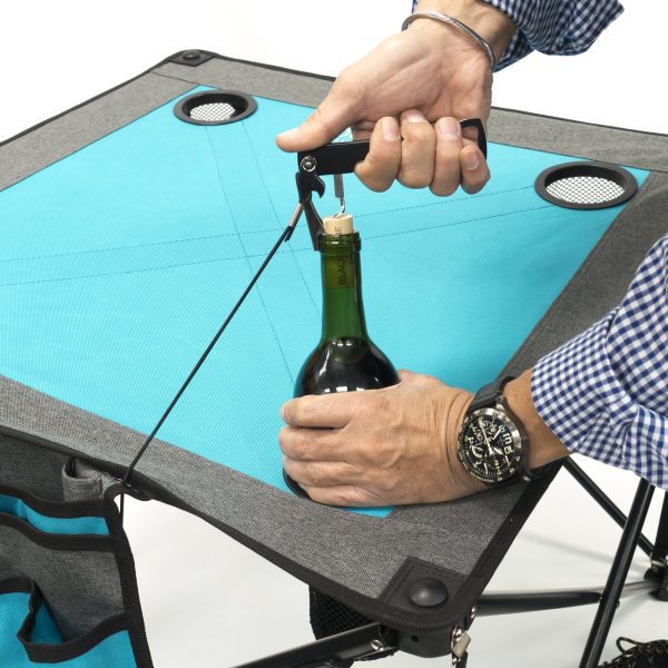 FOLDING WINE TABLE - TEAL/GRAY - Image 3