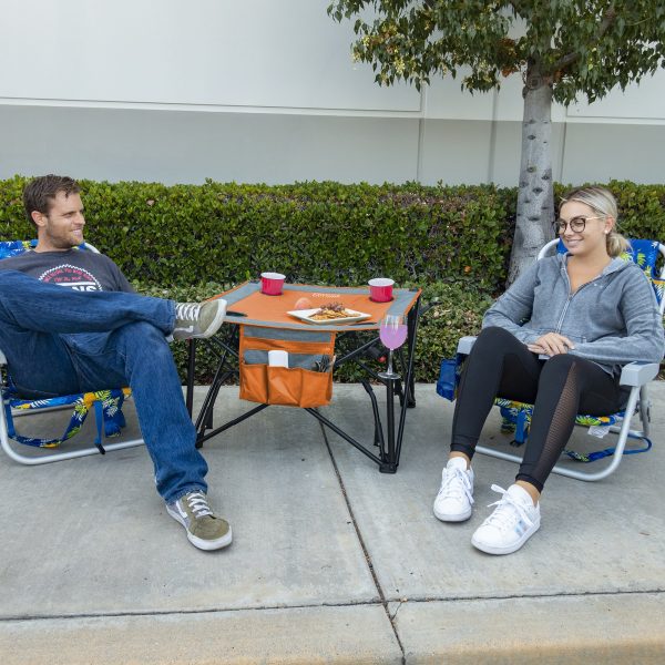 TWO-HEIGHT FOLDING WINE TABLE - ORANGE/GRAY - Image 2