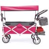 PUSH PULL SILVER SERIES PLUS FOLDING WAGON STROLLER WITH CANOPY | PINK