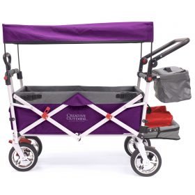 PUSH PULL SILVER SERIES PLUS FOLDING WAGON STROLLER WITH CANOPY | PURPLE
