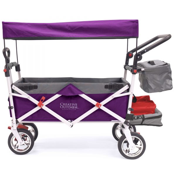 PUSH PULL SILVER SERIES PLUS FOLDING WAGON STROLLER WITH CANOPY | PURPLE