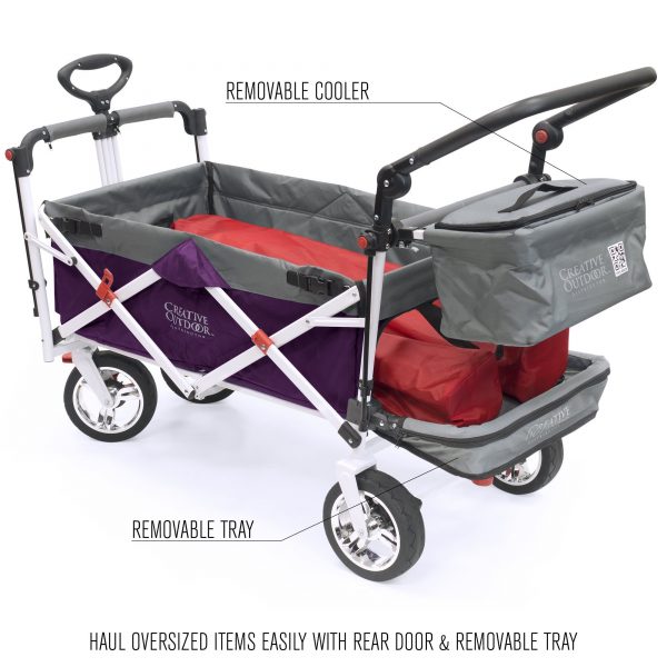 PUSH PULL SILVER SERIES PLUS FOLDING WAGON STROLLER WITH CANOPY | PURPLE