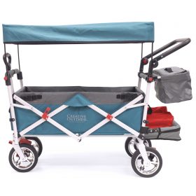 PUSH PULL SILVER SERIES PLUS FOLDING WAGON STROLLER WITH CANOPY | TEAL