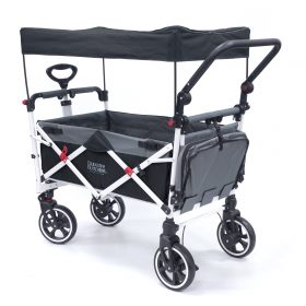 PUSH PULL TITANIUM SERIES PLUS FOLDING WAGON STROLLER WITH CANOPY | BLACK