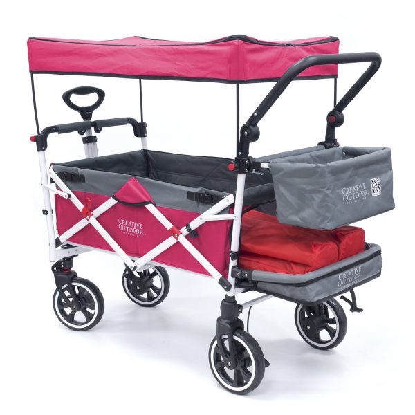 PUSH PULL TITANIUM SERIES PLUS FOLDING WAGON STROLLER WITH CANOPY | PINK