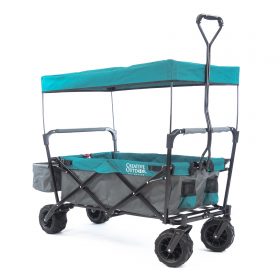 ALL-TERRAIN FOLDING WAGON WITH CANOPY | GRAY TEAL